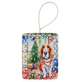 Basset Hound Christmas Porcelain Ornament Christmas Tree Hanging Decorations for Home Christmas Holiday, Rectangle, Gift, Multicolor