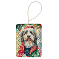 Bearded Collie Christmas Porcelain Ornament Christmas Tree Hanging Decorations for Home Christmas Holiday, Rectangle, Gift, Multicolor