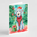 Bedlington Terrier Christmas Greeting Cards Pack of 8 Blank Cards with Envelopes Whimsical A7 Size 5x7