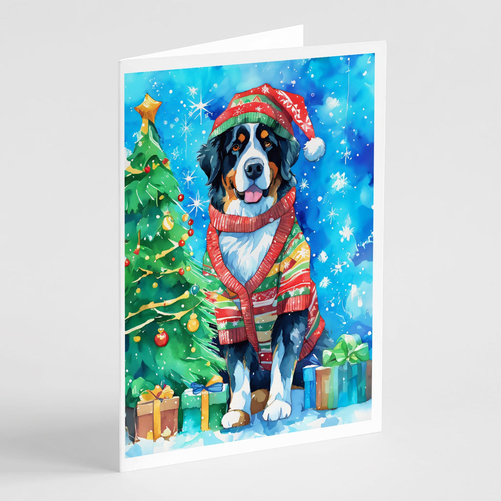 Bernese Mountain Dog Christmas Greeting Cards Pack of 8 Blank Cards with Envelopes Whimsical A7 Size 5x7