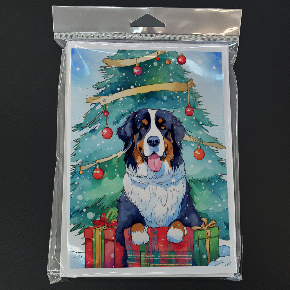 Bernese Mountain Dog Christmas Greeting Cards Pack of 8 Blank Cards with Envelopes Whimsical A7 Size 5x7
