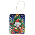 Bichon Frise Christmas Porcelain Ornament Christmas Tree Hanging Decorations for Home Christmas Holiday, Rectangle, Gift, Multicolor