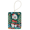 Bichon Frise Christmas Porcelain Ornament Christmas Tree Hanging Decorations for Home Christmas Holiday, Rectangle, Gift, Multicolor
