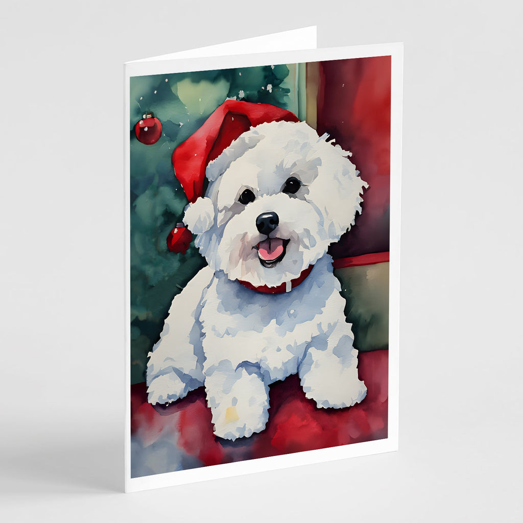 Bichon Frise Christmas Greeting Cards Pack of 8 Blank Cards with Envelopes Whimsical A7 Size 5x7
