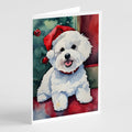 Bichon Frise Christmas Greeting Cards Pack of 8 Blank Cards with Envelopes Whimsical A7 Size 5x7