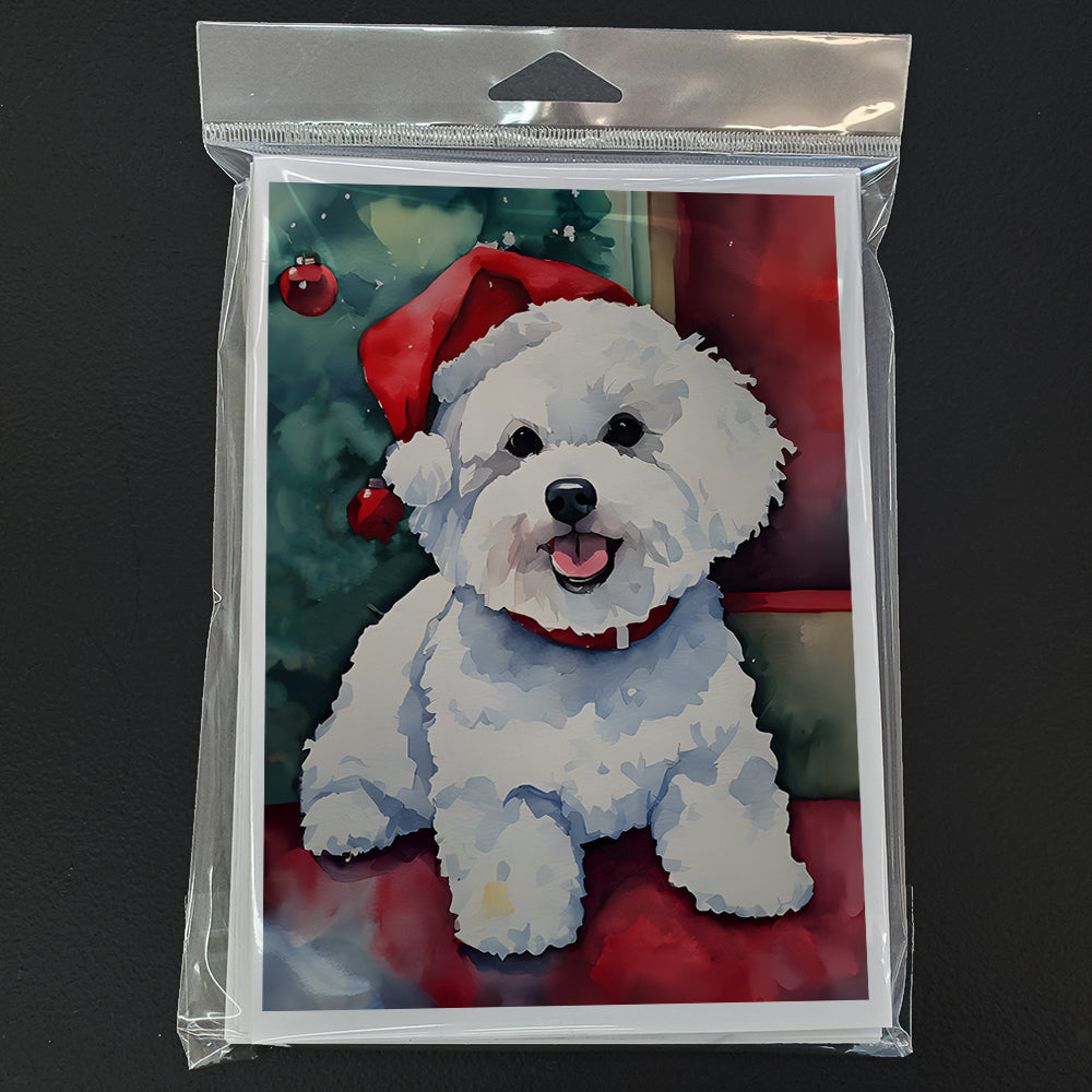 Bichon Frise Christmas Greeting Cards Pack of 8 Blank Cards with Envelopes Whimsical A7 Size 5x7