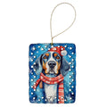 Black and Tan Coonhound Christmas Porcelain Ornament Christmas Tree Hanging Decorations for Home Christmas Holiday, Rectangle, Gift, Multicolor