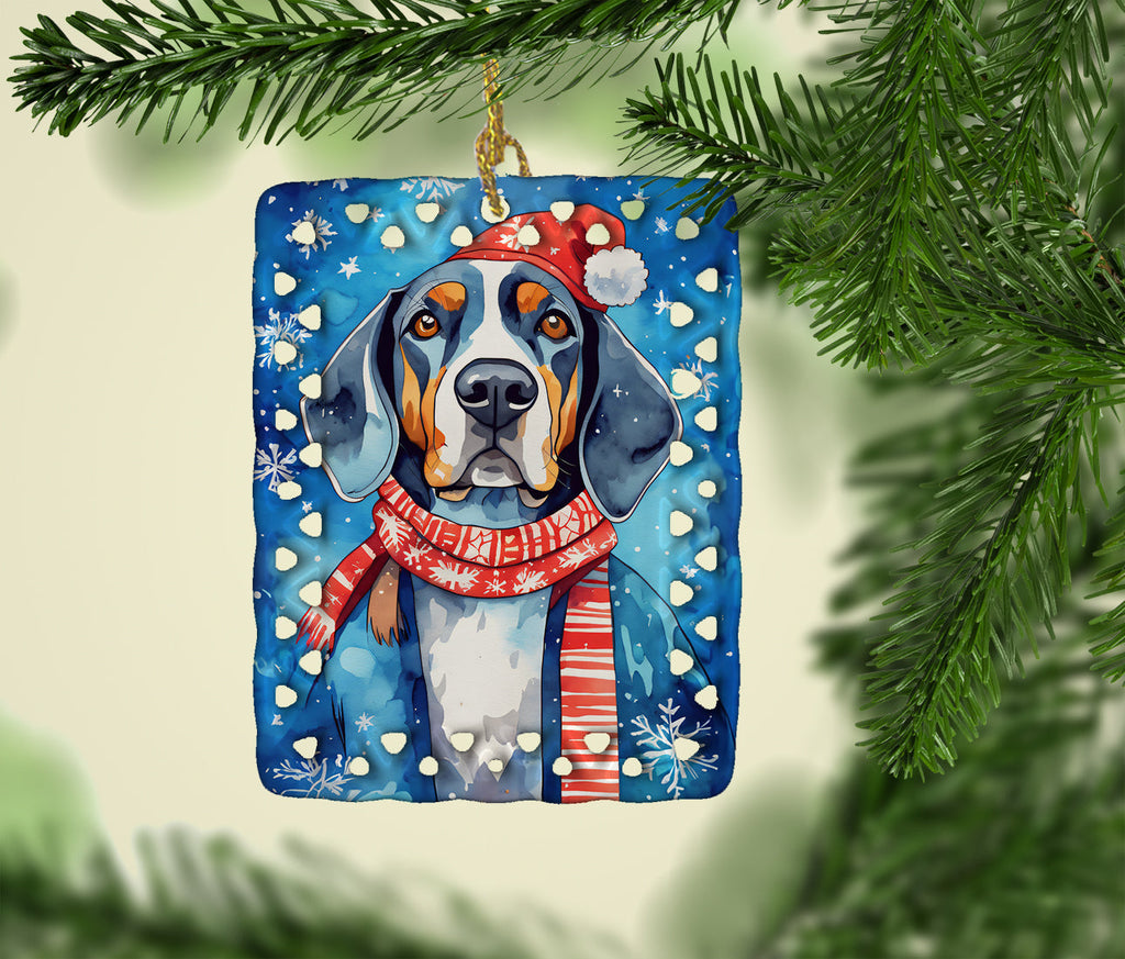 Black and Tan Coonhound Christmas Porcelain Ornament Christmas Tree Hanging Decorations for Home Christmas Holiday, Rectangle, Gift, Multicolor