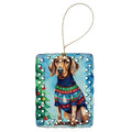Coonhound Christmas Porcelain Ornament Christmas Tree Hanging Decorations for Home Christmas Holiday, Rectangle, Gift, Multicolor