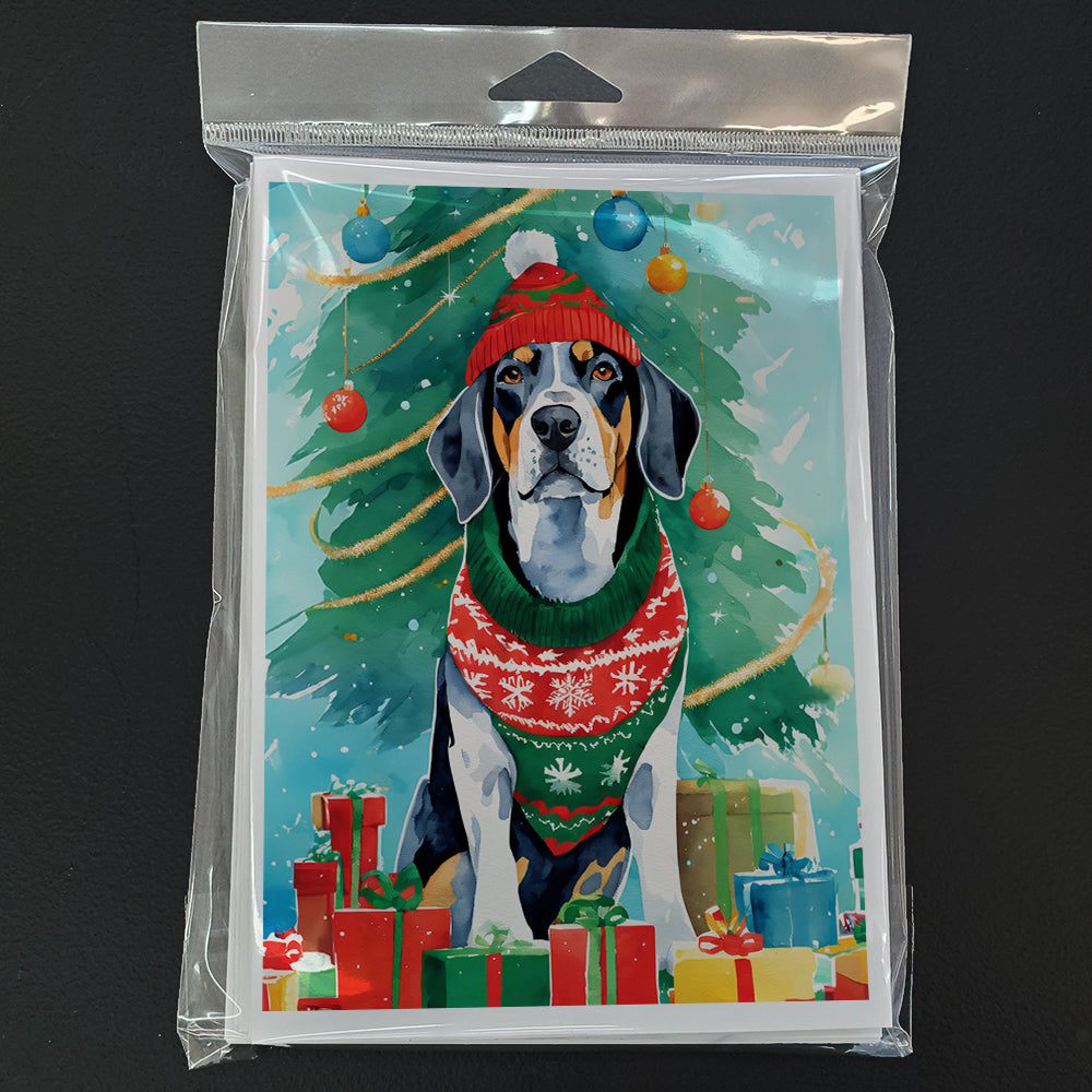 Bluetick Coonhound Christmas Greeting Cards Pack of 8 Blank Cards with Envelopes Whimsical A7 Size 5x7