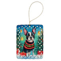 Boston Terrier Christmas Porcelain Ornament Christmas Tree Hanging Decorations for Home Christmas Holiday, Rectangle, Gift, Multicolor