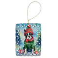 Boston Terrier Christmas Porcelain Ornament Christmas Tree Hanging Decorations for Home Christmas Holiday, Rectangle, Gift, Multicolor