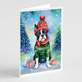Boston Terrier Christmas Greeting Cards Pack of 8 Blank Cards with Envelopes Whimsical A7 Size 5x7
