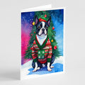 Boston Terrier Christmas Greeting Cards Pack of 8 Blank Cards with Envelopes Whimsical A7 Size 5x7