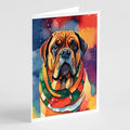 Bullmastiff Christmas Greeting Cards Pack of 8 Blank Cards with Envelopes Whimsical A7 Size 5x7