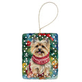 Cairn Terrier Christmas Porcelain Ornament Christmas Tree Hanging Decorations for Home Christmas Holiday, Rectangle, Gift, Multicolor