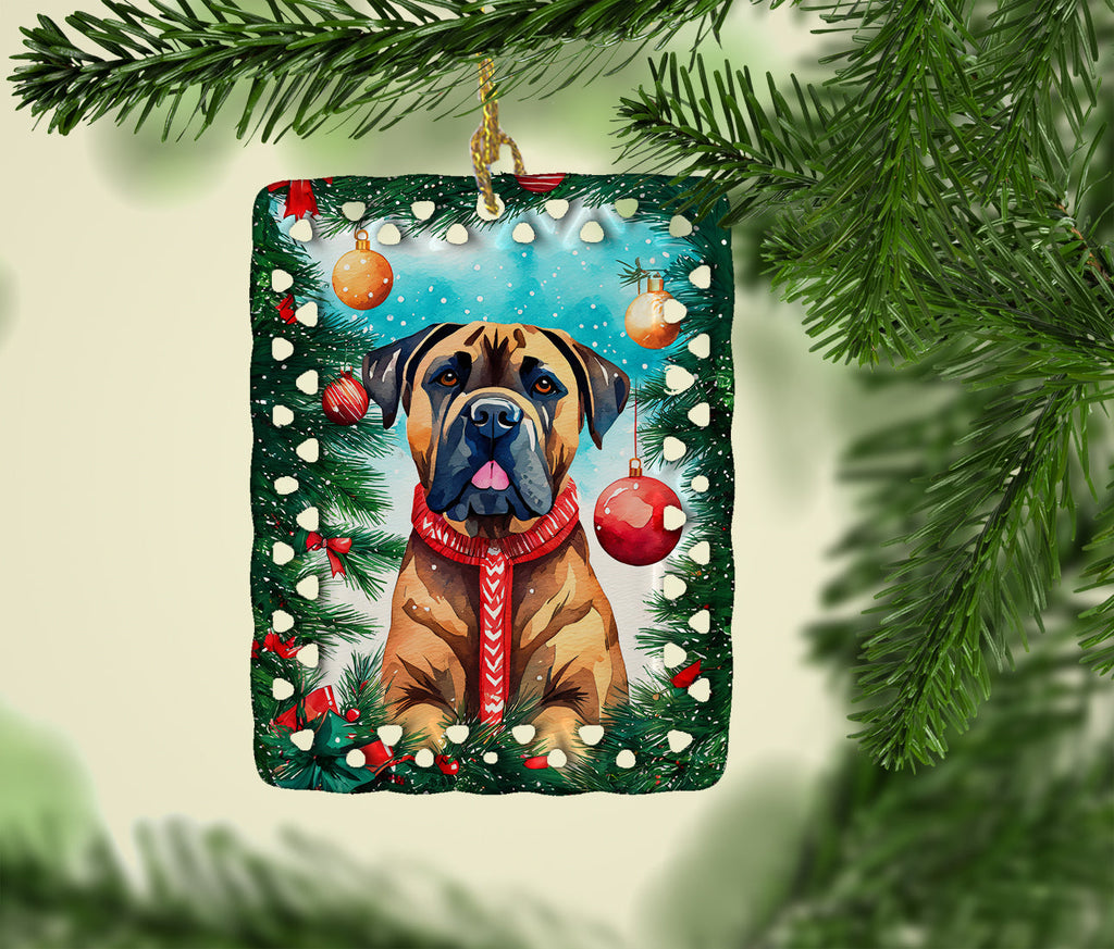 Cane Corso Christmas Porcelain Ornament Christmas Tree Hanging Decorations for Home Christmas Holiday, Rectangle, Gift, Multicolor