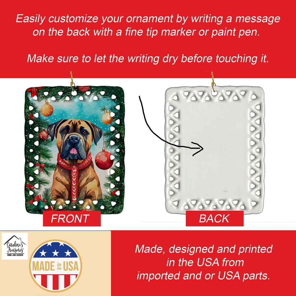 Cane Corso Christmas Porcelain Ornament Christmas Tree Hanging Decorations for Home Christmas Holiday, Rectangle, Gift, Multicolor