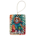 Cavalier Spaniel Christmas Porcelain Ornament Christmas Tree Hanging Decorations for Home Christmas Holiday, Rectangle, Gift, Multicolor