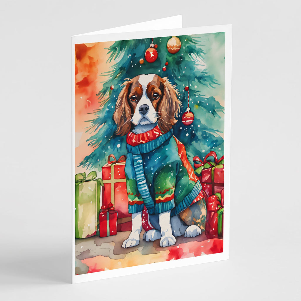 Cavalier Spaniel Christmas Greeting Cards Pack of 8 Blank Cards with Envelopes Whimsical A7 Size 5x7