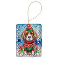 Cavalier Spaniel Christmas Porcelain Ornament Christmas Tree Hanging Decorations for Home Christmas Holiday, Rectangle, Gift, Multicolor