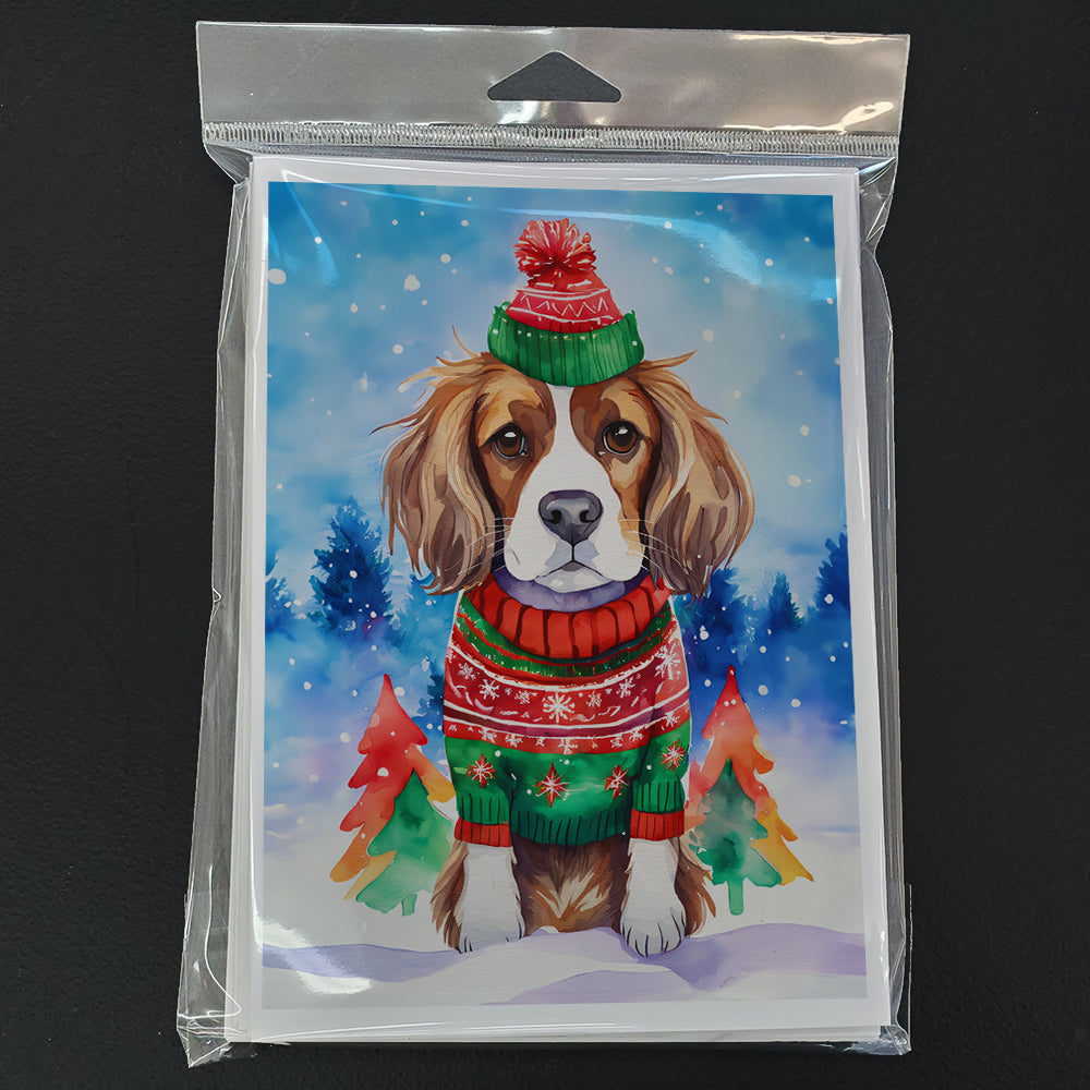 Cavalier Spaniel Christmas Greeting Cards Pack of 8 Blank Cards with Envelopes Whimsical A7 Size 5x7