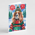 Cavalier Spaniel Christmas Greeting Cards Pack of 8 Blank Cards with Envelopes Whimsical A7 Size 5x7