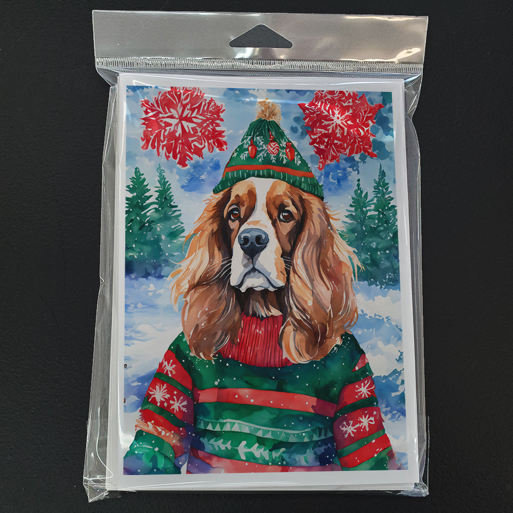 Cavalier Spaniel Christmas Greeting Cards Pack of 8 Blank Cards with Envelopes Whimsical A7 Size 5x7