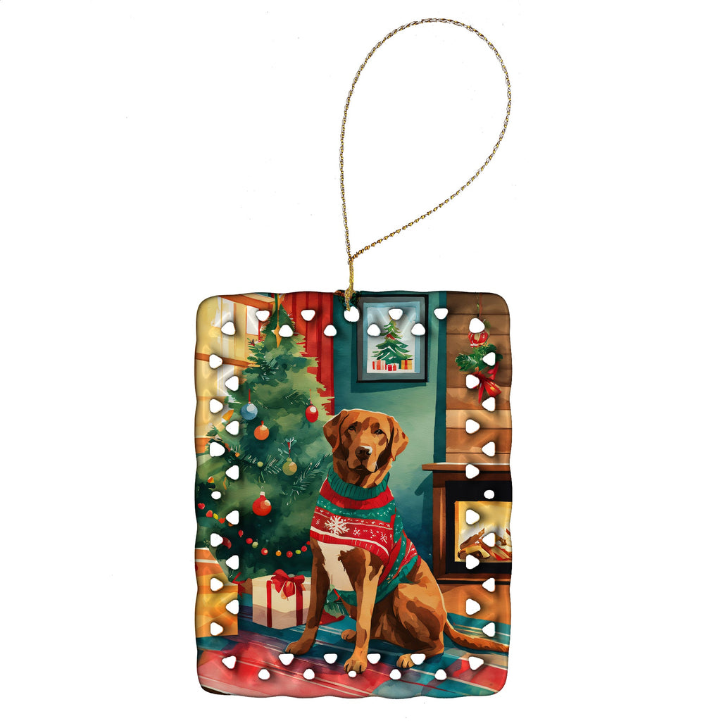 Chesapeake Bay Retriever Christmas Porcelain Ornament Christmas Tree Hanging Decorations for Home Christmas Holiday, Rectangle, Gift, Multicolor