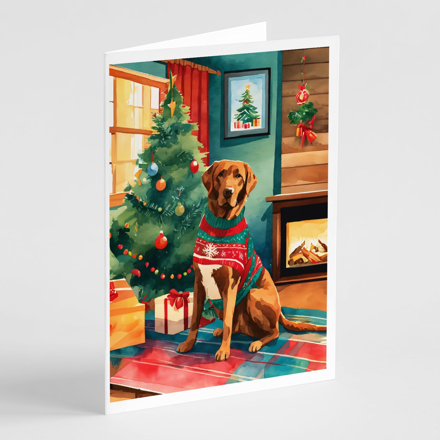 Chesapeake Bay Retriever Christmas Greeting Cards Pack of 8 Blank Cards with Envelopes Whimsical A7 Size 5x7