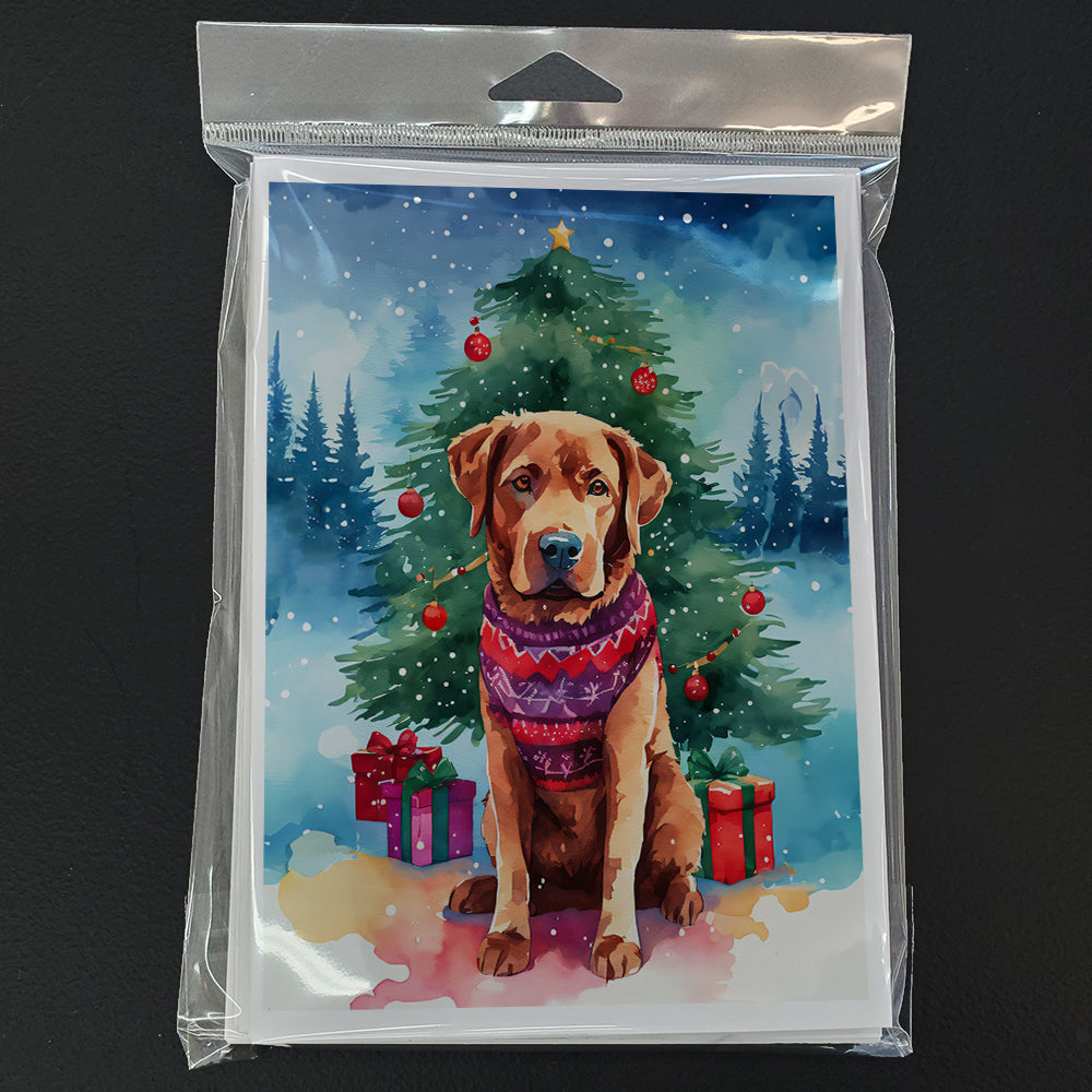 Chesapeake Bay Retriever Christmas Greeting Cards Pack of 8 Blank Cards with Envelopes Whimsical A7 Size 5x7