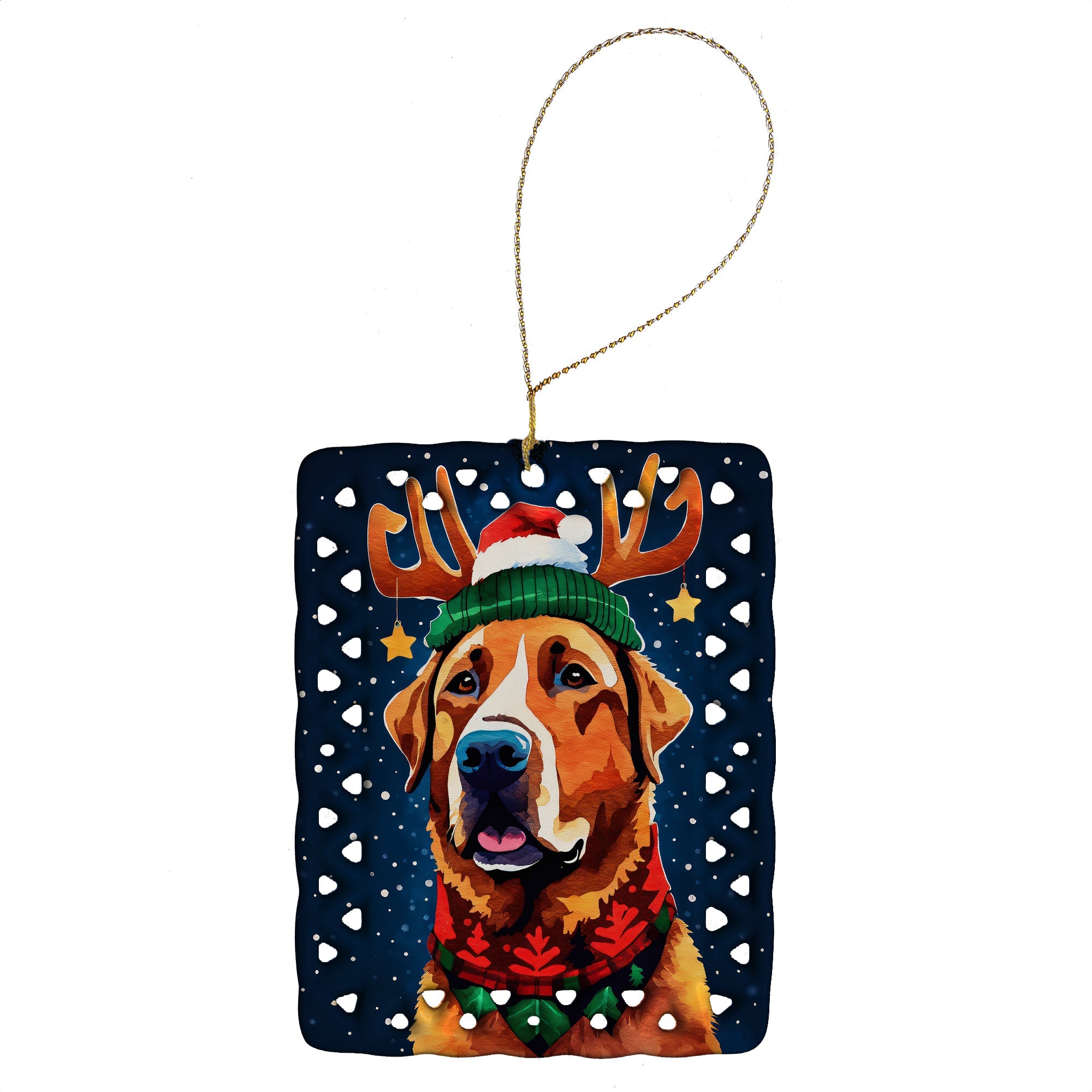 Chesapeake Bay Retriever Christmas Porcelain Ornament Christmas Tree Hanging Decorations for Home Christmas Holiday, Rectangle, Gift, Multicolor