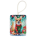 Chihuahua Christmas Porcelain Ornament Christmas Tree Hanging Decorations for Home Christmas Holiday, Rectangle, Gift, Multicolor
