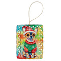 Chihuahua Christmas Porcelain Ornament Christmas Tree Hanging Decorations for Home Christmas Holiday, Rectangle, Gift, Multicolor