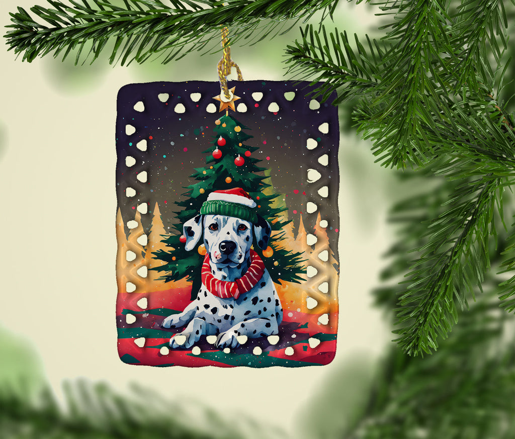 Dalmatian Christmas Porcelain Ornament Christmas Tree Hanging Decorations for Home Christmas Holiday, Rectangle, Gift, Multicolor