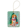 English Foxhound Christmas Porcelain Ornament Christmas Tree Hanging Decorations for Home Christmas Holiday, Rectangle, Gift, Multicolor