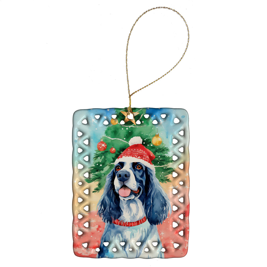 English Setter Christmas Porcelain Ornament Christmas Tree Hanging Decorations for Home Christmas Holiday, Rectangle, Gift, Multicolor