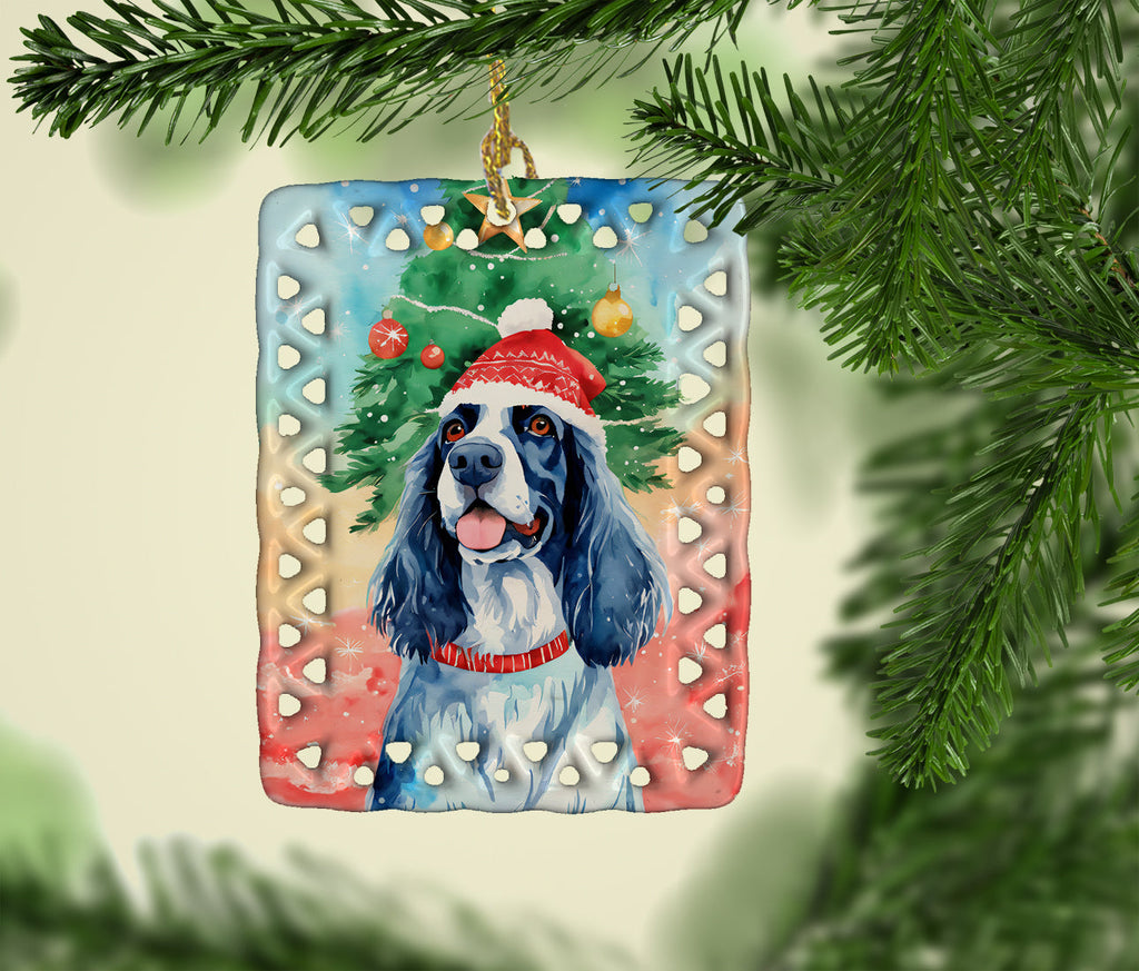 English Setter Christmas Porcelain Ornament Christmas Tree Hanging Decorations for Home Christmas Holiday, Rectangle, Gift, Multicolor