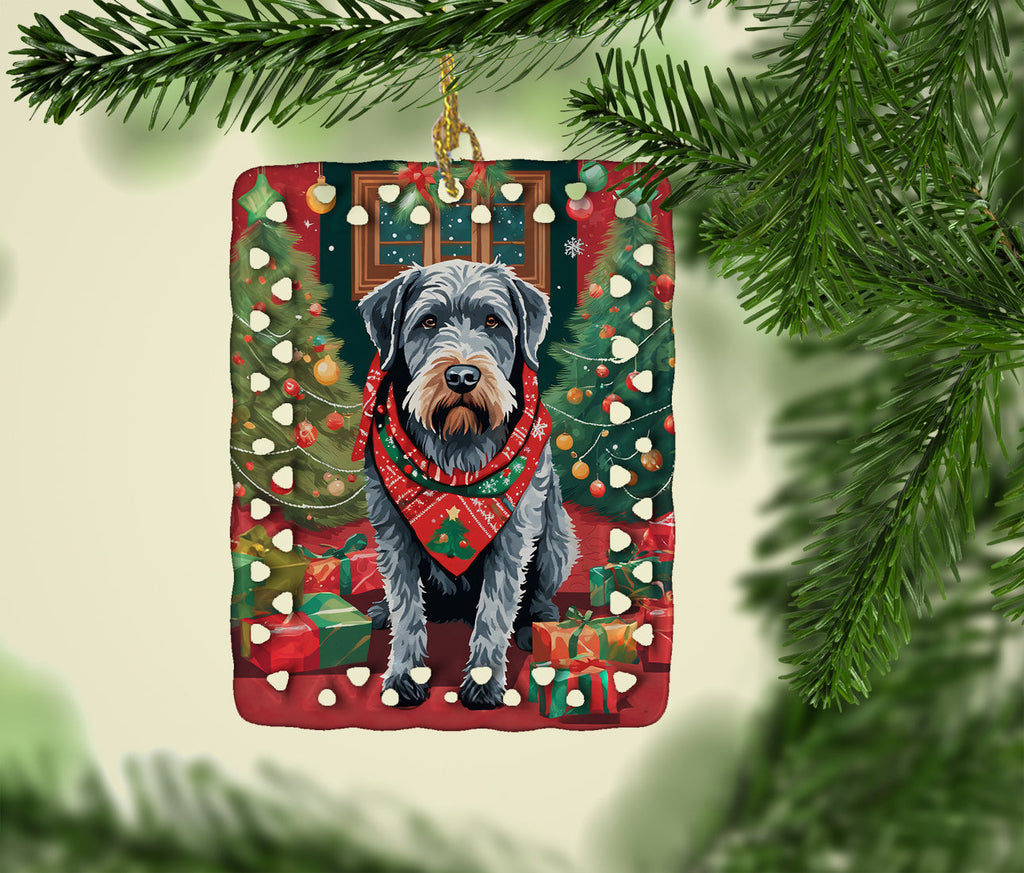 German Wirehaired Pointer Christmas Porcelain Ornament Christmas Tree Hanging Decorations for Home Christmas Holiday, Rectangle, Gift, Multicolor