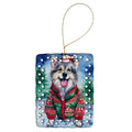 Keeshond Christmas Porcelain Ornament Christmas Tree Hanging Decorations for Home Christmas Holiday, Rectangle, Gift, Multicolor
