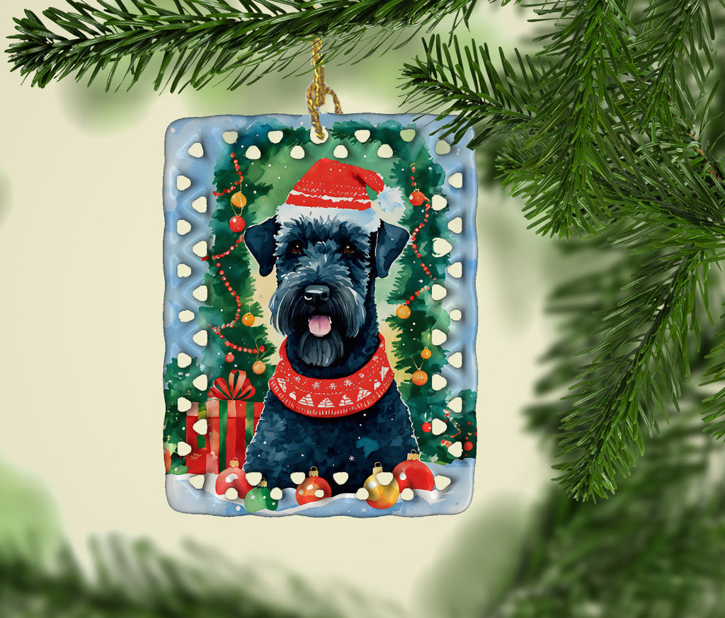 Kerry Blue Terrier Christmas Porcelain Ornament Christmas Tree Hanging Decorations for Home Christmas Holiday, Rectangle, Gift, Multicolor