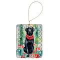 Black Labrador Retriever Christmas Porcelain Ornament Christmas Tree Hanging Decorations for Home Christmas Holiday, Rectangle, Gift, Multicolor