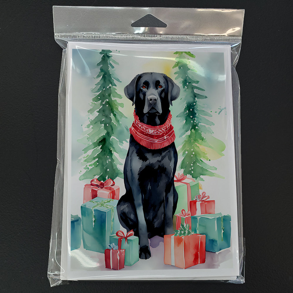 Black Labrador Retriever Christmas Greeting Cards Pack of 8 Blank Cards with Envelopes Whimsical A7 Size 5x7