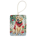 Yellow Labrador Retriever Christmas Porcelain Ornament Christmas Tree Hanging Decorations for Home Christmas Holiday, Rectangle, Gift, Multicolor