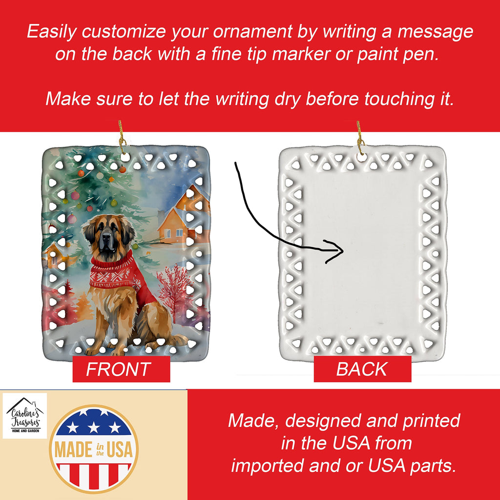 Leonberger Christmas Porcelain Ornament Christmas Tree Hanging Decorations for Home Christmas Holiday, Rectangle, Gift, Multicolor