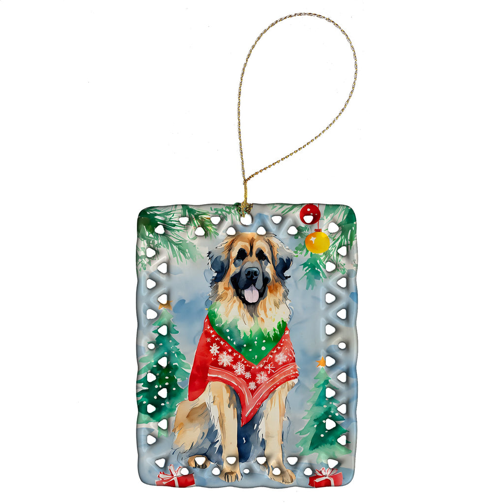 Leonberger Christmas Porcelain Ornament Christmas Tree Hanging Decorations for Home Christmas Holiday, Rectangle, Gift, Multicolor