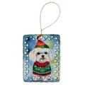 Maltese Christmas Porcelain Ornament Christmas Tree Hanging Decorations for Home Christmas Holiday, Rectangle, Gift, Multicolor