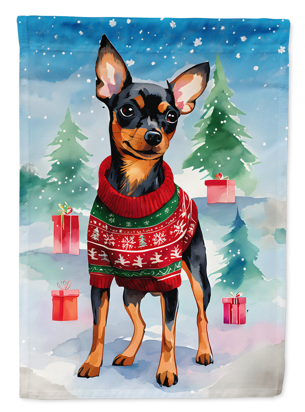 Miniature Pinscher Christmas Garden Flag Mailbox Decorative Yard Banner Outside Patio Artwork for Flower Beds, Garden Size, Multicolor