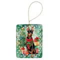 Miniature Pinscher Christmas Porcelain Ornament Christmas Tree Hanging Decorations for Home Christmas Holiday, Rectangle, Gift, Multicolor