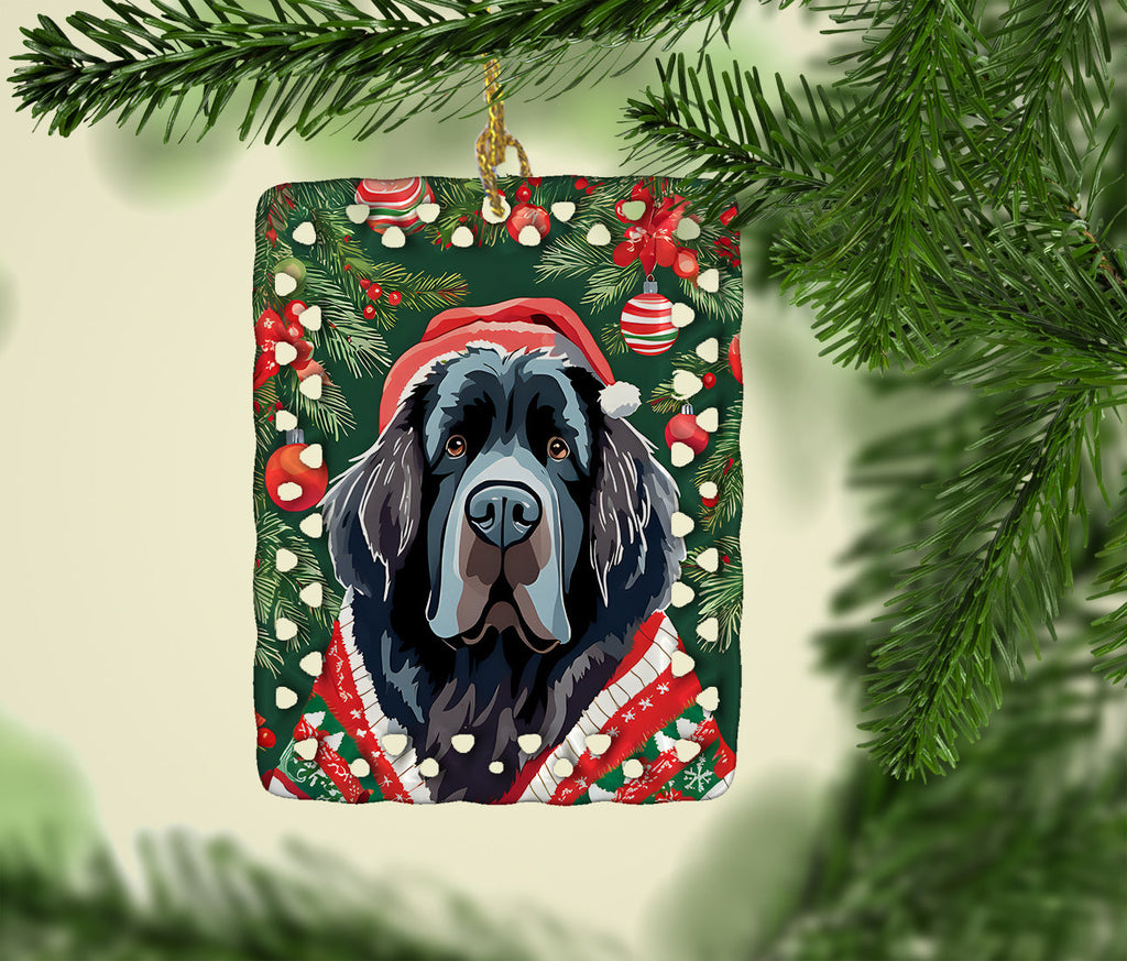Newfoundland Christmas Porcelain Ornament Christmas Tree Hanging Decorations for Home Christmas Holiday, Rectangle, Gift, Multicolor